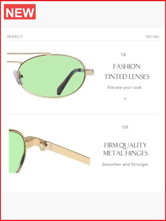 Retro Oval Metal Sunglasses UV400 Protection